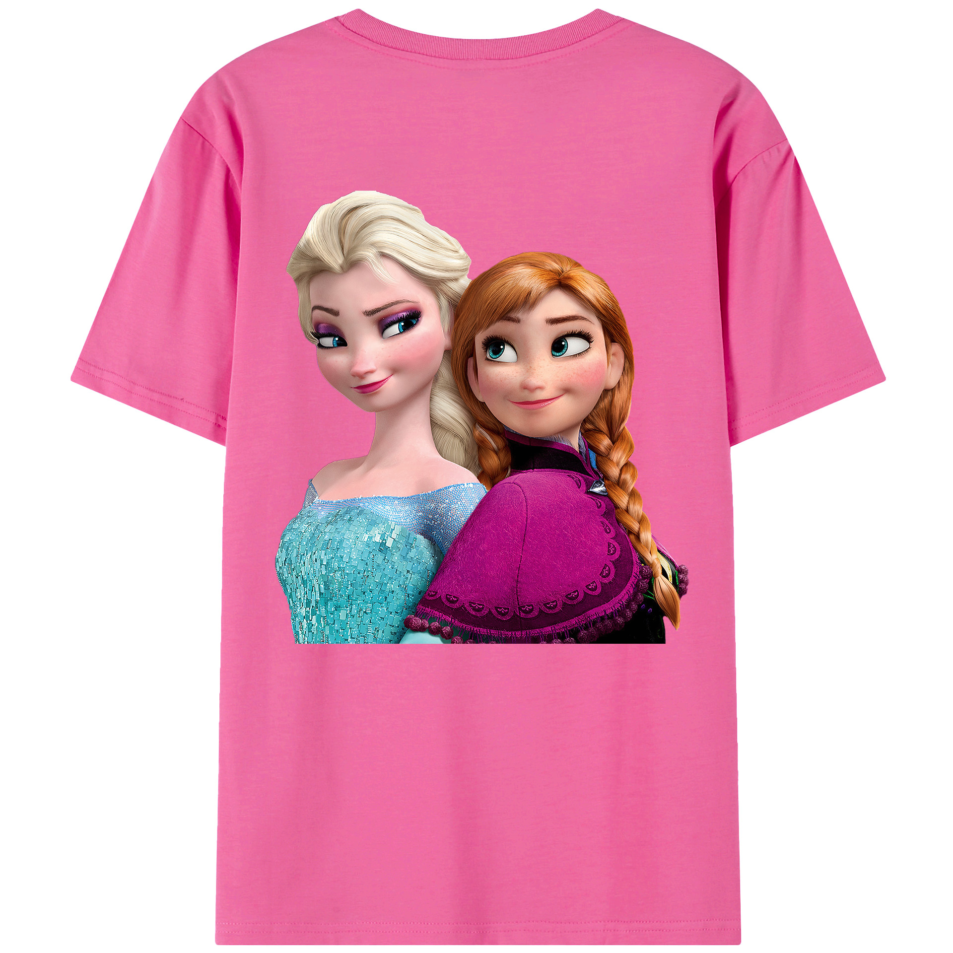 （画像用） アナと雪の女王 アンナ エルサ Frozen Anna Elsa レディース半袖Tシャツ(バックプリント)